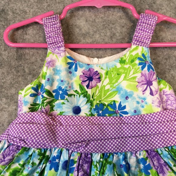 Jessica Ann Dress 18 Month Baby Girl Purple Floral Plaid Tie Back Summer Tank - Picture 3 of 9